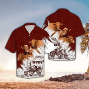Red Angus Cow Farm Trendy Hawaiian Shirt