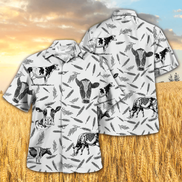 Holstein Cow Design Hawaiian Shirt