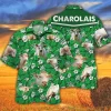 Charolais Cattle Lovers Green Plaid Pattern Trendy Hawaiian Shirt